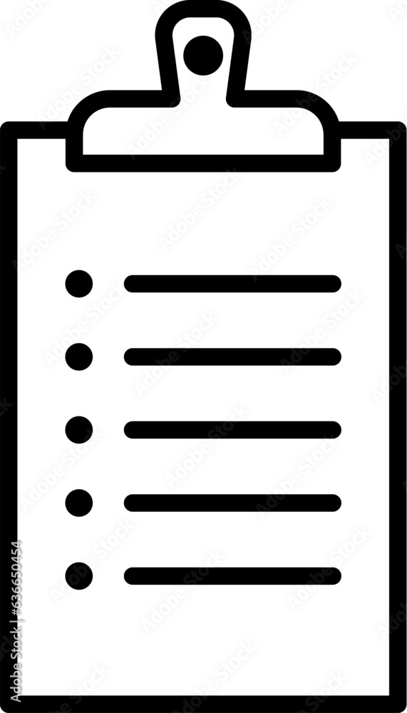 Poster checklist in document on clipboard vector line sign for advertisement. suitable for books, stores, s