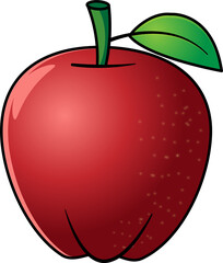 red apple illustration in white background, Apple icon vector illustration, color drawing sign, symbol.