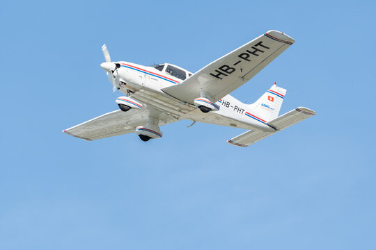 Piper PA28-181 Archer II plane is departing from Altenrhein in Switzerland 18.4.2022