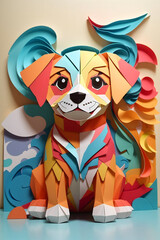 Adorable Colorful Cute Origami Dog