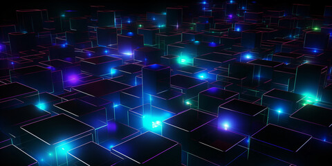 Obraz premium abstract technology background with hexagons and glowing lines created with AI 
