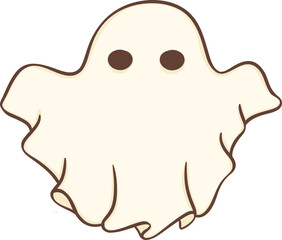 Cute Halloween ghost, retro spooky boo cartoon doodle illustration