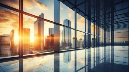 Fototapeta premium Architecture and construction rendering, Reflective business office building, Generative AI