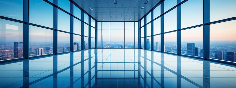 Architecture and construction rendering, Reflective business office building, Generative AI