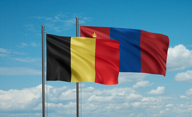 Mongolia and Belgium flag
