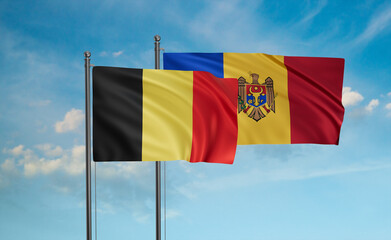 Moldova and Belgium flag