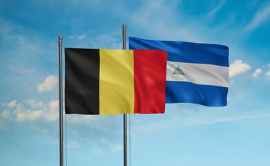 Nicaragua and Belgium flag