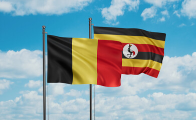 Uganda and Belgium flag