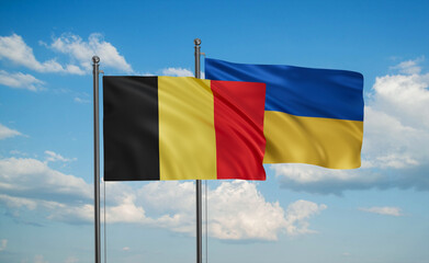 Ukrain and Belgium flag