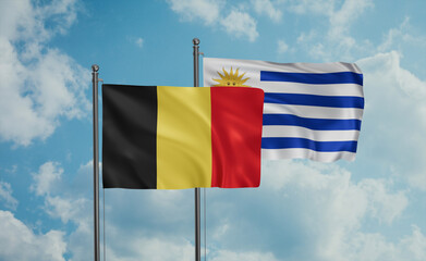 Uruguay and Belgium flag
