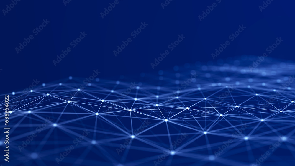 Poster abstract blue futuristic background. technological wave of information data flow. 3d rendering.