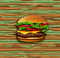 Tasty and delicious hamburger product photography, burger , Ai generated image