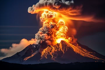 Fotobehang Volcano eruption at night © Fabio
