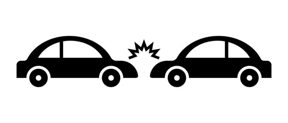 Car crash silhouette icon. Traffic accident. Vector.