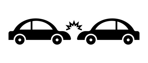 Car crash silhouette icon. Traffic accident. Vector.