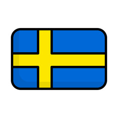 Flat design Swedish flag icon. Vector.