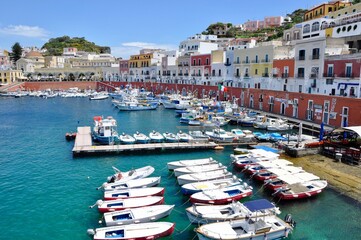 Old town of Ponza with the port, Ponza Island, Italy