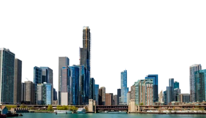 Foto auf Acrylglas Vereinigte Staaten Chicago skyline isolated at white transparent background, PNG. United States 