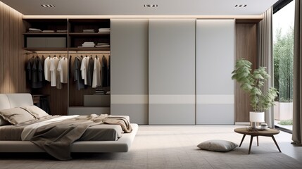 Bedroom with Wardrobe Sliding Doors Design Ideas