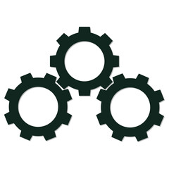 Three Green Gears Isolated on White