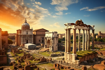 Famous Roman ruins in Rome - obrazy, fototapety, plakaty