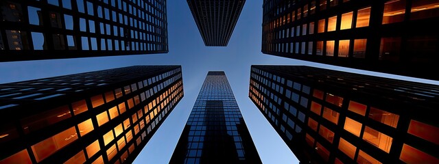Central Business District, Office building low angle photography, generative ai