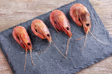 Shrimps on the table top view