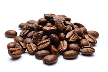 Fototapeta premium Roasted coffee beans on a white background.