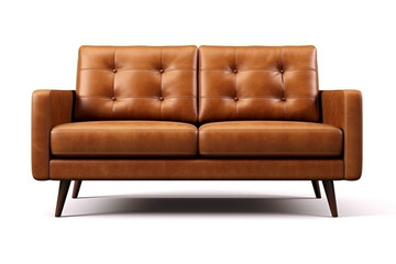 Modern brown leather sofa furniture isolated on white background. 