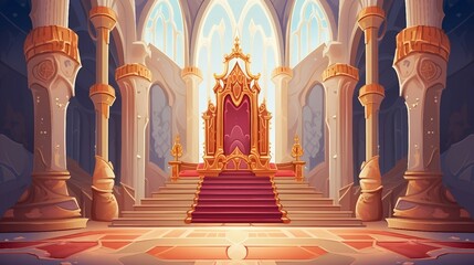 An illustration of a throne in a castle hall AI Generated