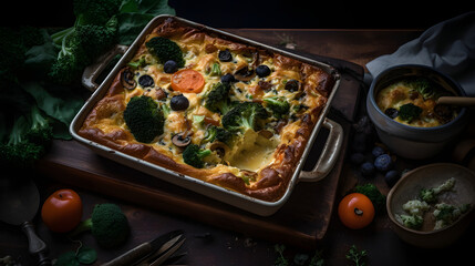 Photo of a colorful and healthy vegetable casserole dish