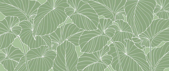 Green tropical background with different plants. Background for decor, covers, wallpapers, postcards and presentations.