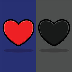 Red & Black Heart Icons Set Vector