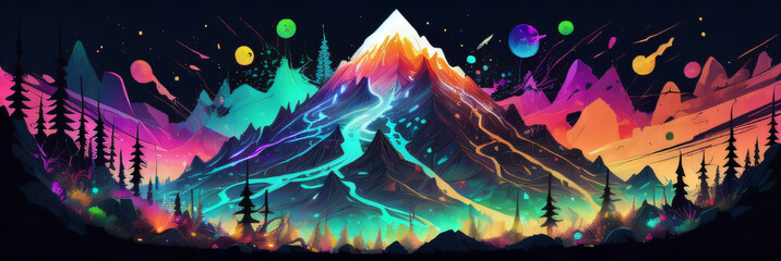 Mountain landscape illustration, generetive AI