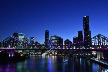 Fototapeta na wymiar Night View of Story Bridge in Brisbane, Australia