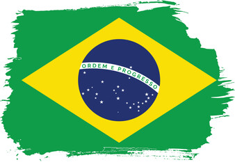 Obraz premium reative hand-drawn brush stroke flag of BRAZIL country vector illustration