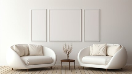 Fototapeta na wymiar Frame mockup on modern minimalist living room interior background