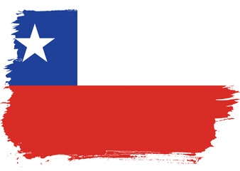reative hand-drawn brush stroke flag of CHILE country vector illustration