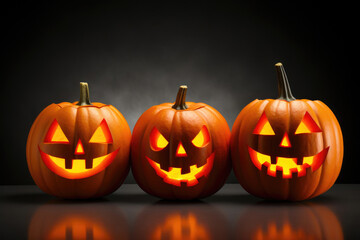 Trio of Spooky Jack O' Lanterns
