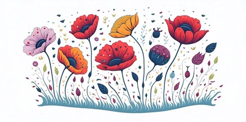 Poppies flowers. AI generated illustration