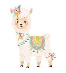Obraz na płótnie Canvas Illustration of a cute Llama