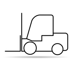 Forklift transport icon shadow, industry vehicle machine symbol, fork truck warehouse vector illustration