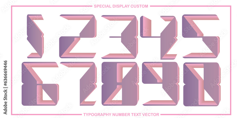 Poster assorted digital custom vector numbers. minimum. color gradation. dark. banner network. 3d effect. d