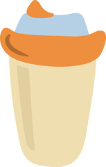 Hand drawn cup with coffee.