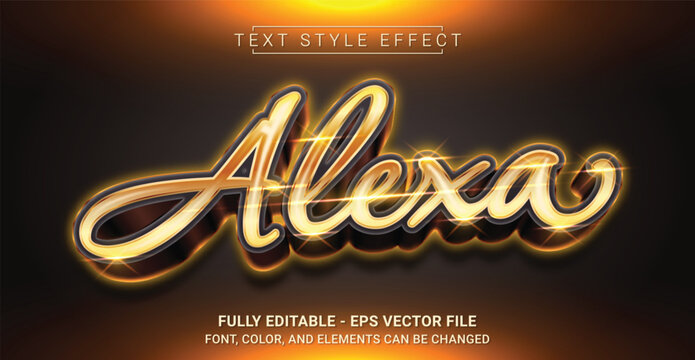 Alexa Text Style Effect. Editable Graphic Text Template.