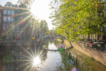Bright Sun on the Amsterdam Canal