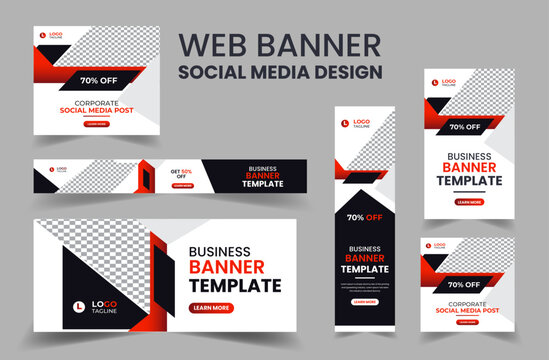 Web Banner Layout Set, Social Media Cover ads banner template, Business banner web template bundle design, flyer, invitation card