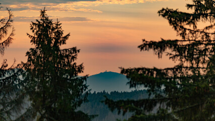 Fototapeta na wymiar View from Turbacz at Sunrise