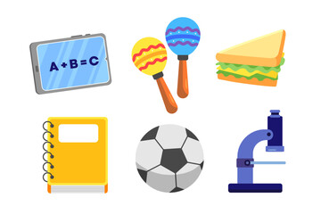school element tools, education icons for back to school concept