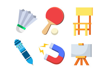school element tools, education icons for back to school concept
